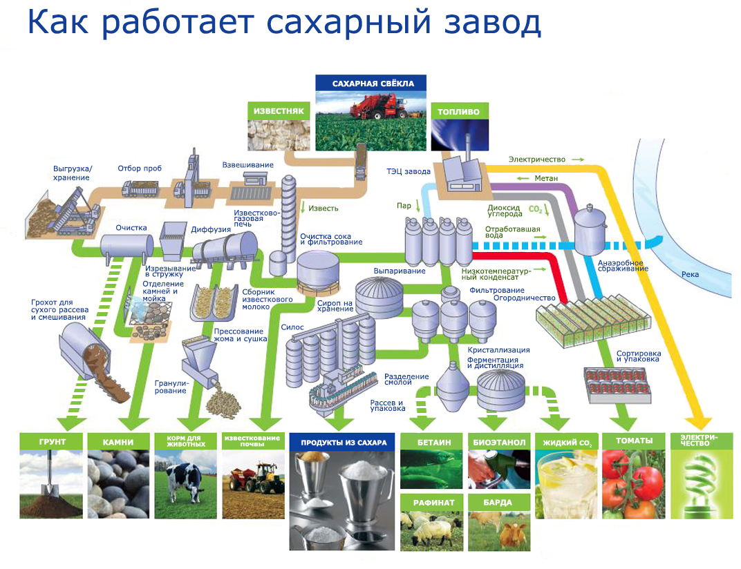 схема работы сахарного завода