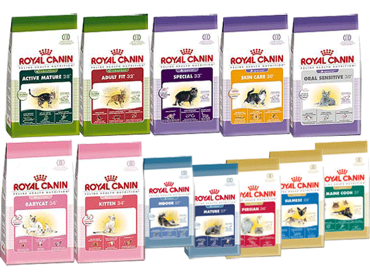линейка кормов для кошек Royal Canin