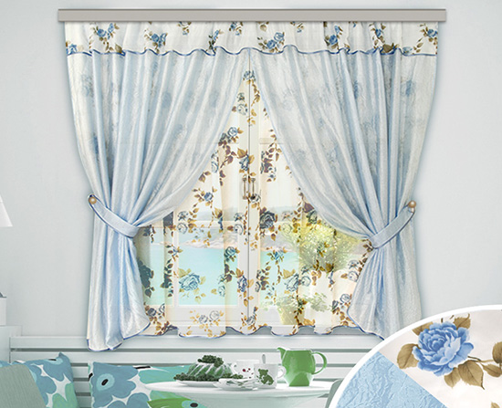 прованские шторы в голубых тонах
